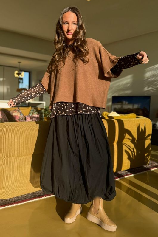 Bobby Mesh Layering Top Terrazzo Spot Black